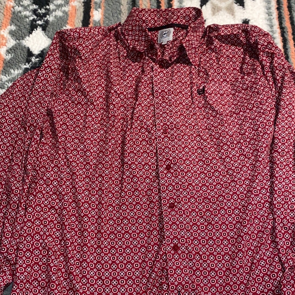 Cinch Red Patterned Dress Shirt